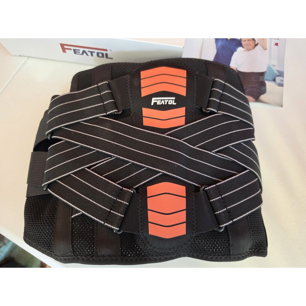 NIB New Open Box Featol Back Support Brace With Removable Pad L Large Black...